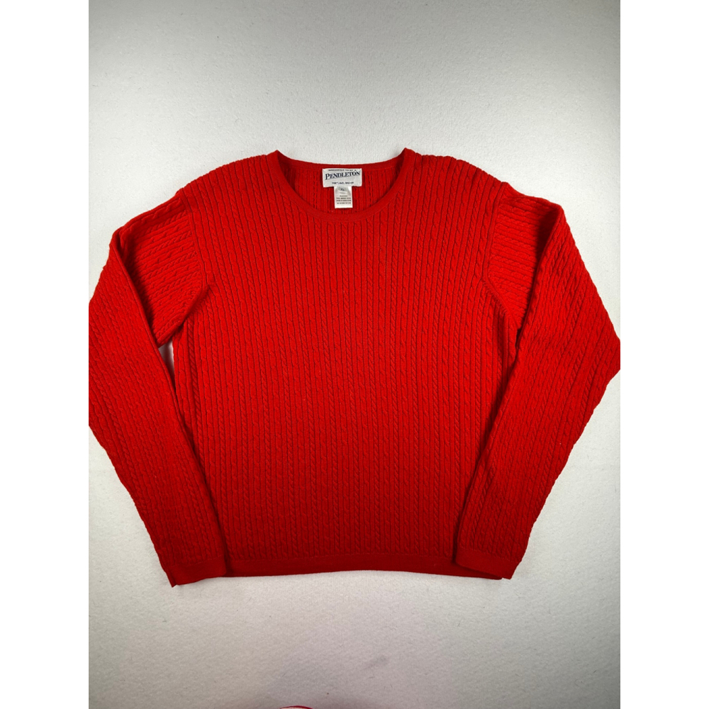Pendleton 100% Merino Wool Cable-Knit Crewneck Sweater Women’s XL Red